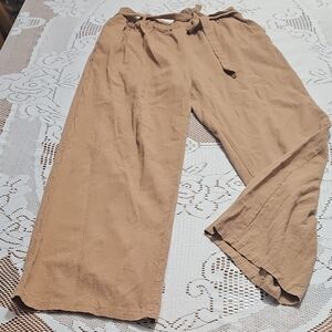 Women's Tan Wide-Leg Pants